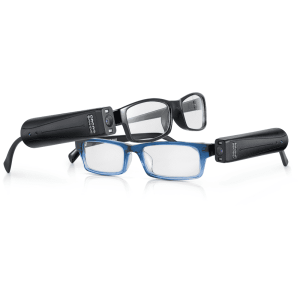 Image of two pairs of glasses with OrCam MyEye