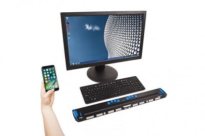 focus 80 blue 5th generation with phone and computer