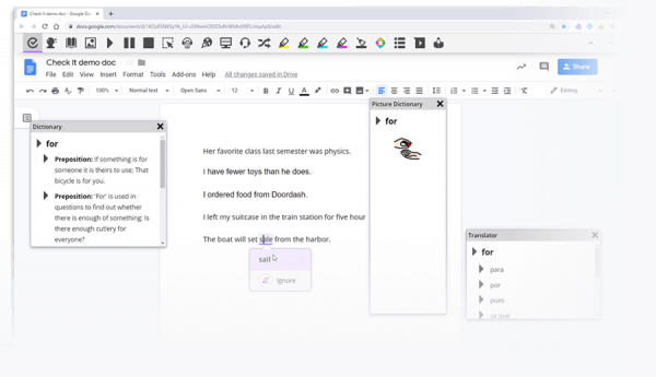 Read&Write screen for Google Chrome