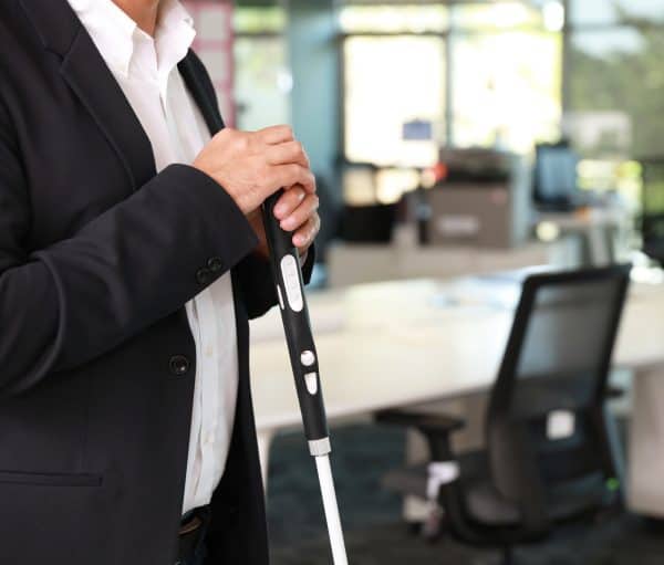 Image of someone resting their hands on Smart Cane 2