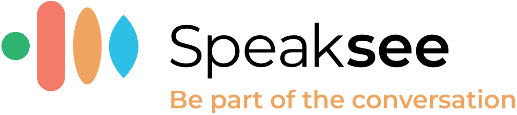 Speaksee logo with strapline reading "Be part of the conversation"