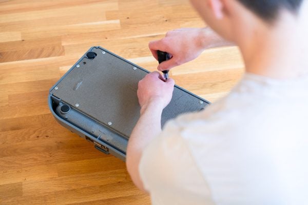 Image of Paige Braille being attached to Perkins